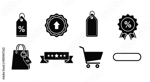 Shopping icons promote sales with shopping bags and carts galore