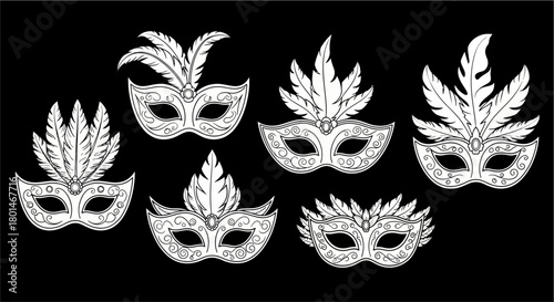 carnival mask on black, masquerade mask on black, Vector Illustration. mardi gras carnival mask.