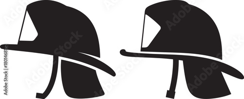 Two firefighter helmets silhouette