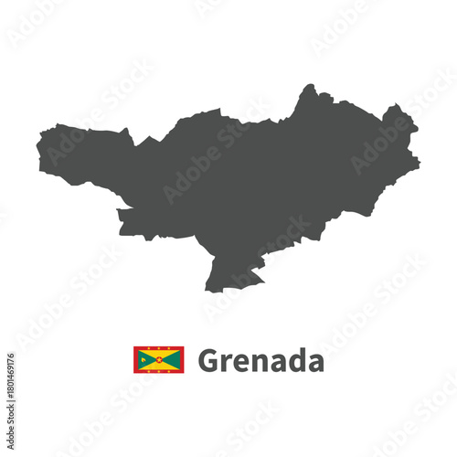 Grenada map flag illustration on white background