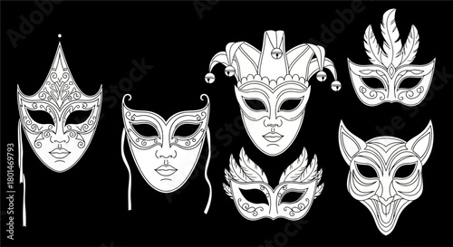carnival mask on black, masquerade mask on black, Vector Illustration. mardi gras carnival mask.