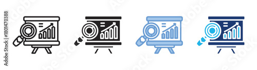 Analysis icon set multiple style collection