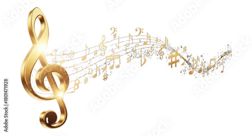 golden treble clef on white