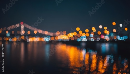 City Lights Reflecting on Water at Night
