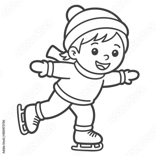 Joyful Winter Sledding Adventure Line Art