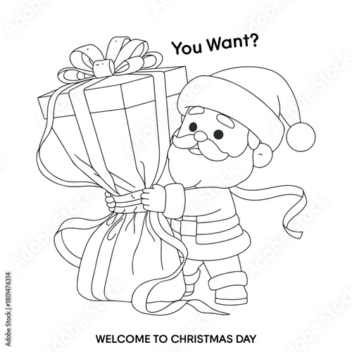 Christmas cartoon character painting outline drawing