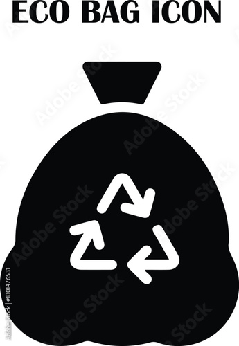 Eco bag vector icon with leaf symbol representing reusable, sustainable, and environmentally friendly shopping bags
