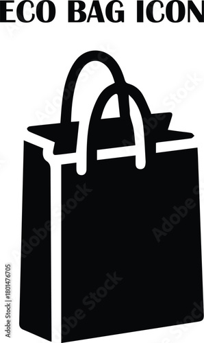 Eco bag vector icon with leaf symbol representing reusable, sustainable, and environmentally friendly shopping bags
