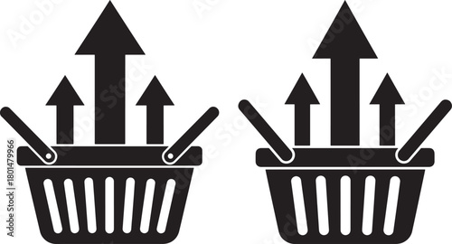 Shopping basket growth arrows silhouette