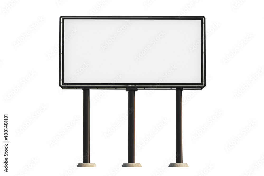 Fototapeta premium Large Blank Outdoor Billboard on Three Posts Isolated on Transparent Background. Blank Billboard Display on Posts Isolated.