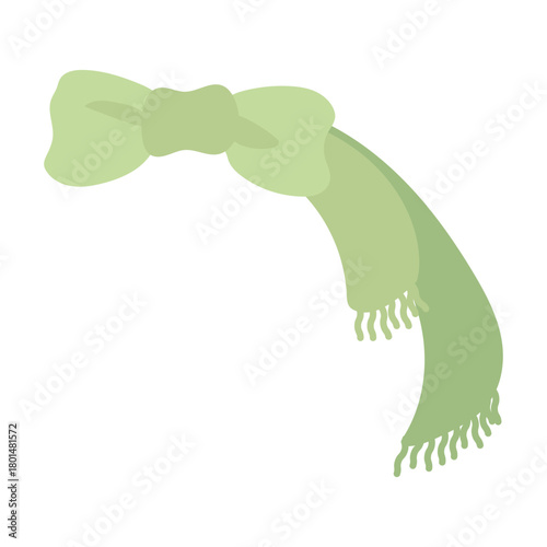 Illustration of soft green scarf with ribbon detail