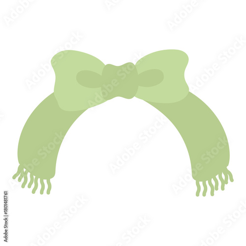 Illustration of green scarf with decorative bow
