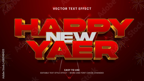 happy new year editable text effect 3d text vector