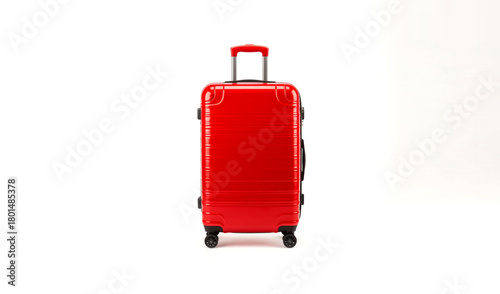 red suitcase isolated on white