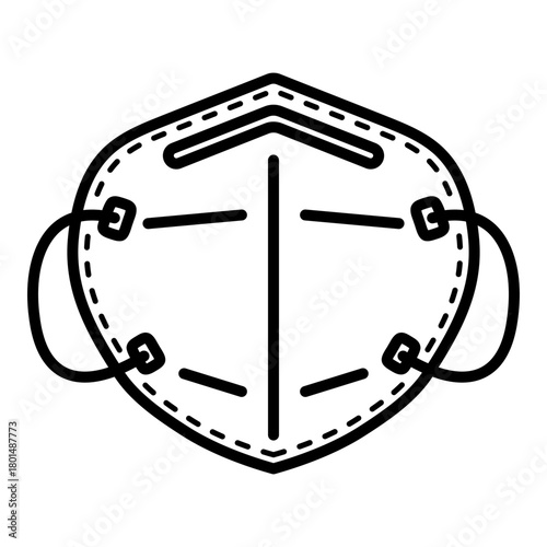 Outline N95 face mask icon symbolizing medical safety, protection, hygiene, and respiratory health. Clean line style for healthcare, alerts, and public health visuals.