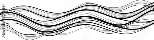 Abstract wavy line vector pattern, black flowing curves, editable decorative design, commercial-ready, print-ready, premium artwork