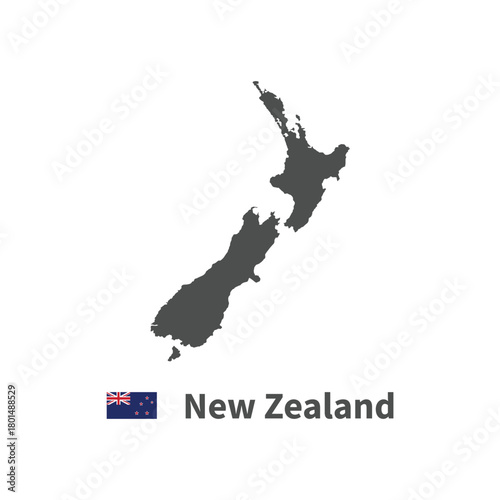 New Zealand map flag illustration on white background