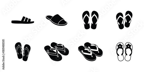 Flip flop and sandal icon set vector illustration