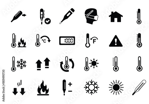 Temperature, health, and climate control icon set - Vector icon symbol for website - Icon vector - Blue icon vector -  Flat Design Icon