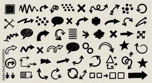 Hand-Drawn Arrow Set - Diverse Styles and Directions for Design.