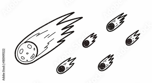 Hand-Drawn Comets - A Celestial Display of Cosmic Wonder.