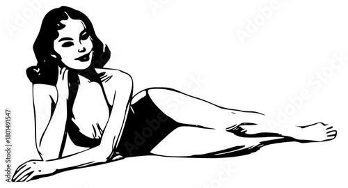 Classic reclining pin-up girl