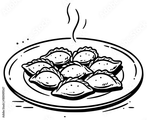 Vector illustration of a plate of dumplings