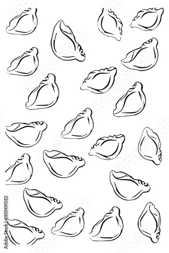 Vector illustration of a pattern of dumplings and vareniki