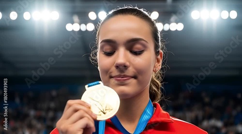 Athlete celebrating gold medal victory