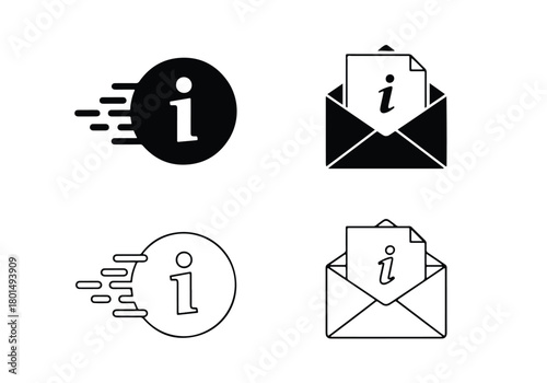 Info & advice icons: envelope and dynamic symbols - Vector icon symbol for website - Icon vector - Blue icon vector -  Flat Design Icon