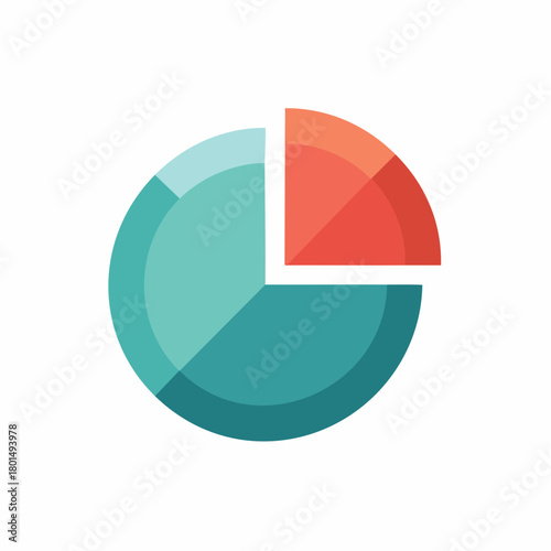 Colorful pie chart icon for data representation and statistical analysis