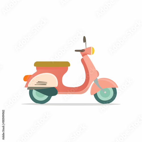 Pastel Pink Vintage Scooter Illustration Symbolizing Urban Lifestyle and Fun Commute
