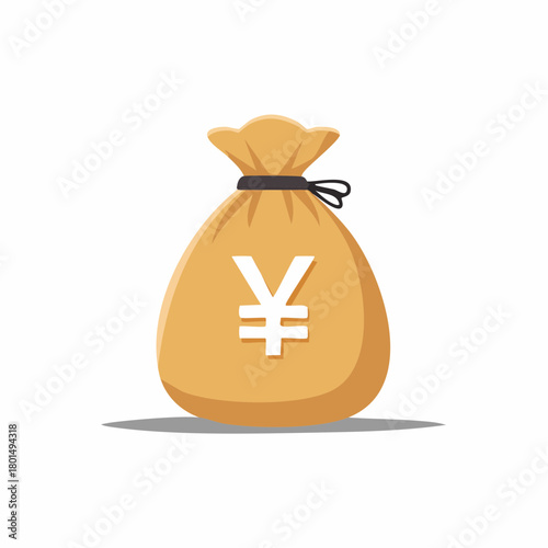 Financial savings money bag with Yen Yuan currency symbol graphic