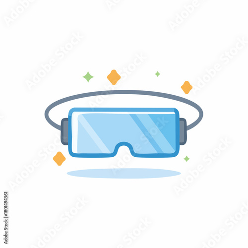 Digital reality headset with playful sparkling stars and glowing effect