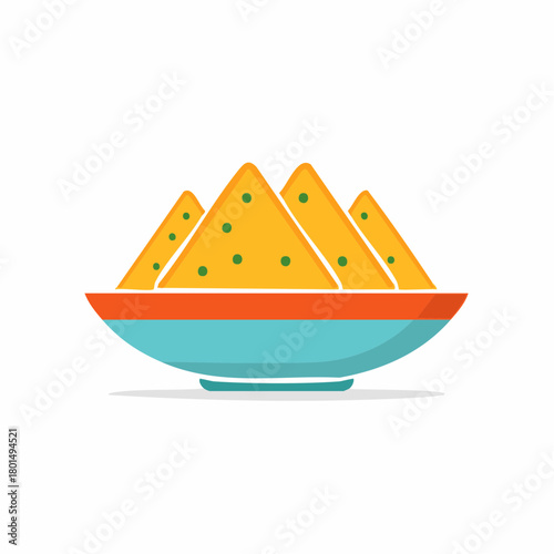 Colorful flat design illustration of food on a platter