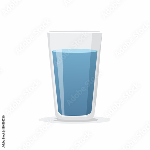 Glass of water filled with blue liquid refreshing drink cartoon illustration.