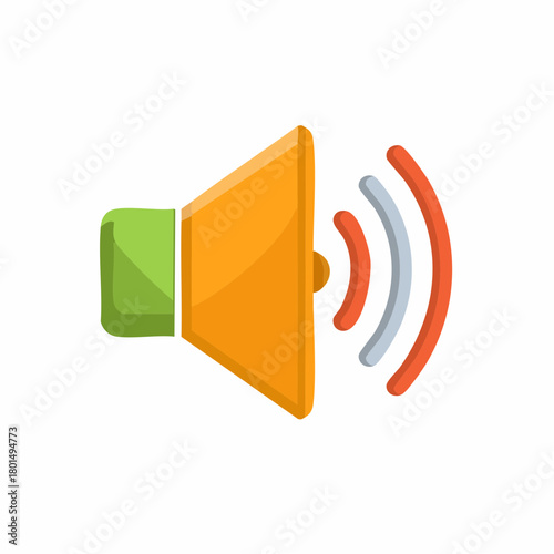 Bright Speaker Symbol with Sound Waves Emanating in Vibrant Colors for Audio Communication