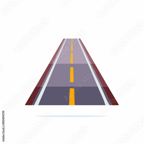Road illustration showing perspective and asphalt design with lane markings