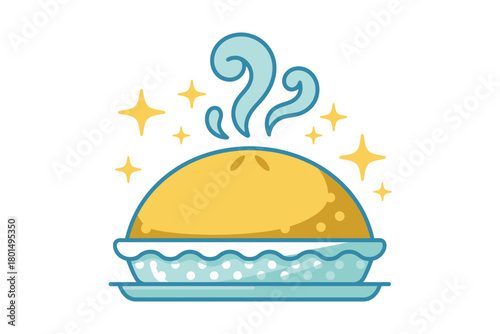 A freshly baked, steaming pie is presented as a delightful and cherished culinary creation.