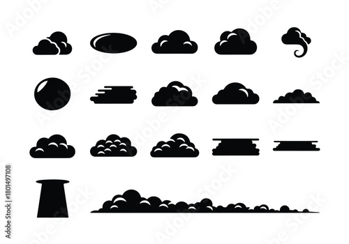 Abstract weather element icons set on white background - Vector icon symbol for website - Icon vector - Blue icon vector -  Flat Design Icon