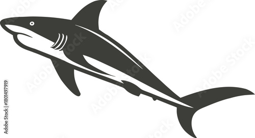 Stylized silhouette of a great white shark swimming in the ocean