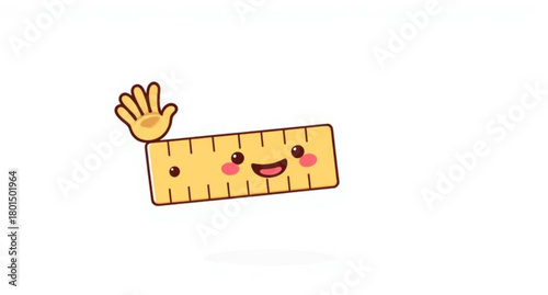 Cute cartoon icon illustration of a hand holding a measuring tape for a business design label