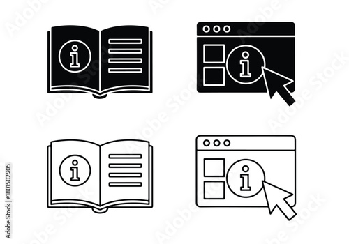 Information and help icons for documentation and web - Vector icon symbol for website - Icon vector - Blue icon vector -  Flat Design Icon