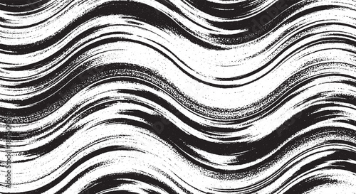 Abstract black and white wavy lines background seamless vector pattern for textile design modern surface texture
