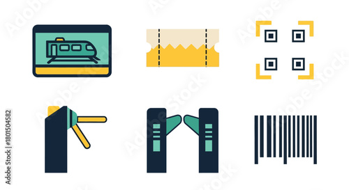 Train ticket qr code barcode access control vector illustration