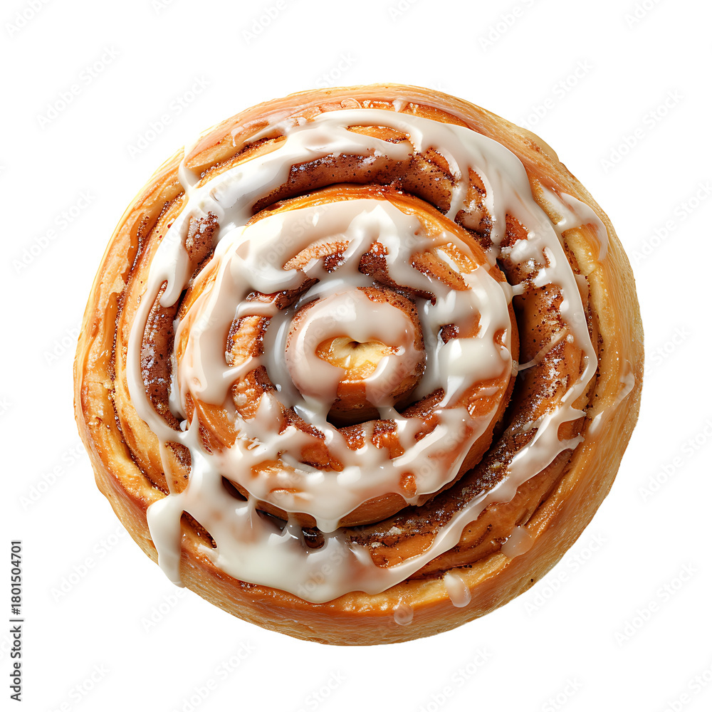 Fototapeta premium Delicious Swirls of Sweet Cinnamon Pastry With Creamy Glaze