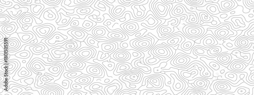 Abstract topographic contour map seamless vector pattern monochrome background for geographic design