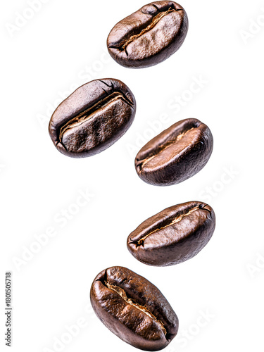 Wallpaper Mural Roasted coffee beans isolated on white. Realistic espresso ingredient concept for cafe or beverage design. Torontodigital.ca