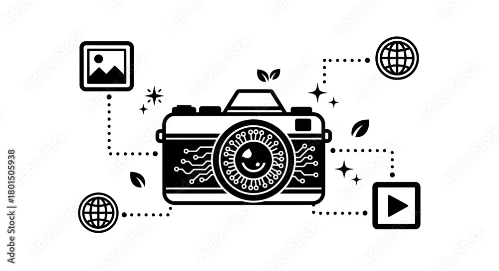 Obraz premium Camera technology digital photography modern equipment illustration