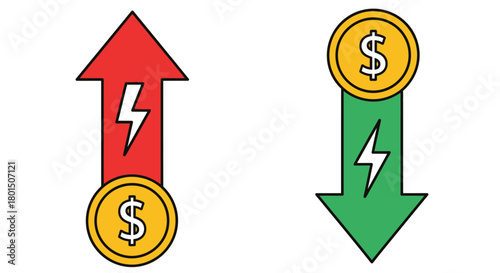 Understanding energy cost fluctuations up and down with dollar coin